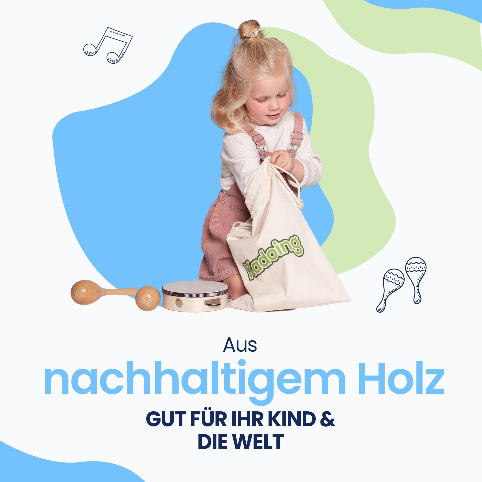 18-teiliges Musikinstrumenten Set aus Holz - Nachhaltiges Geschenk - Lernspielzeug - Geburtstag zu Hause - Montessori Spielzeug - Kinderspielzeug - Musik für Kinder