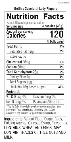 Miniatura 15 de Bellino Savoiardi Lady Fingers Biscuits - Auténticas galletas italianas para pastel de tiramisú, pastelería y postres de panadería, galletas de café