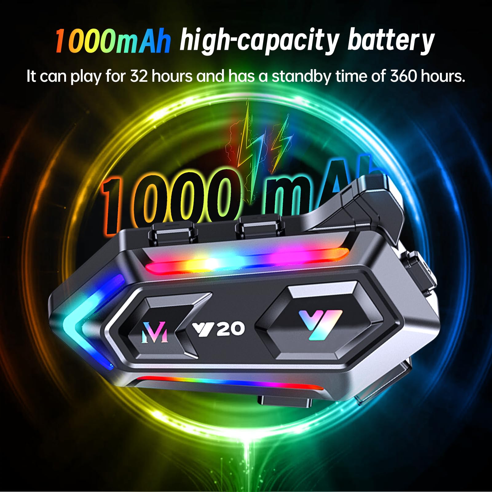 Motorradhelm Bluetooth Motorrad Helm Bluetooth Headset, doppelte Geräuschunterdrückung Helm Kopfhörer Starke Bass/IPX6 wasserdichte Kopfhörer Lautsprecher Kompatibel Alle Helme 1000mAh