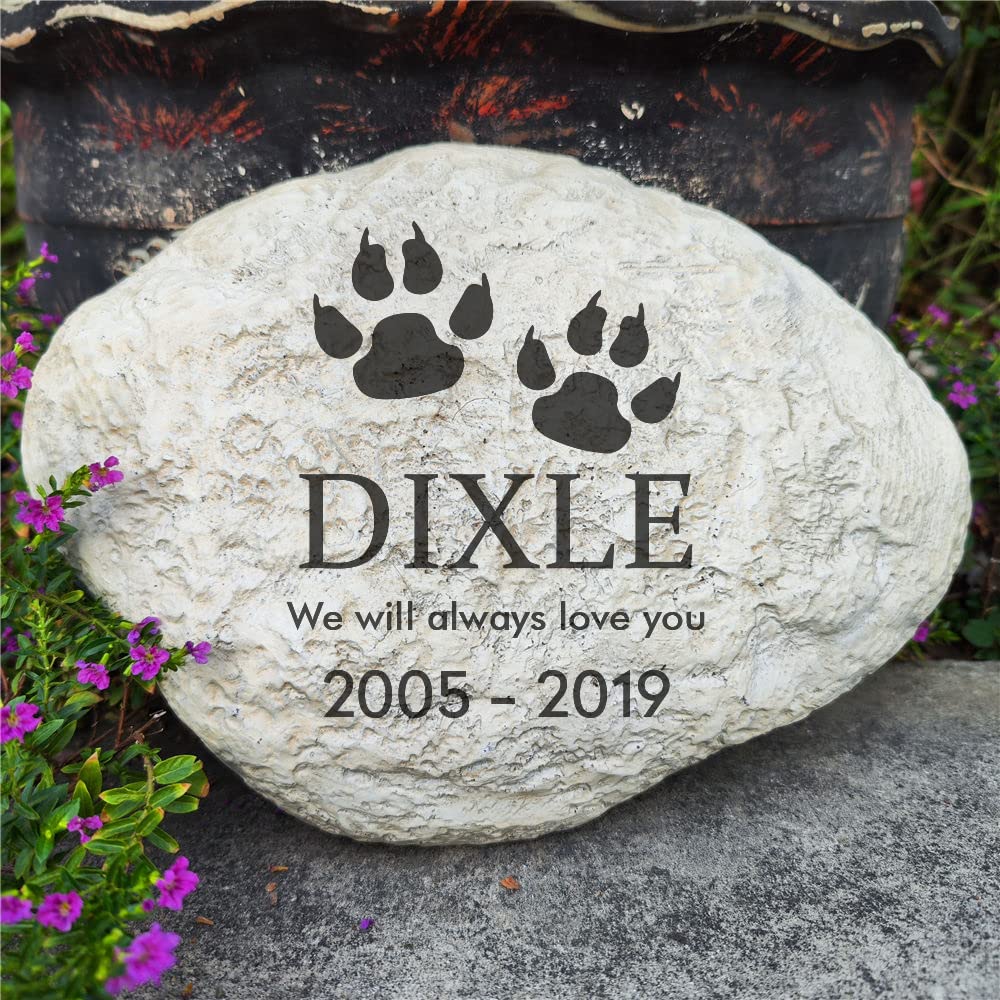 somiss Personalized Cat Memorial Stones Loss Stones - Engraved Name and Dates Garden Stones Grave Markers Headstones for Cat Sympathy Memorial Gifts Loss Gifts Outdoor, 11