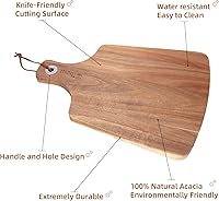 Vista 3 de Tabla de embutidos, tabla de cortar de madera de acacia, 18 x 14 pulgadas, bandeja de servir para pan y queso con asa, tablas decorativas