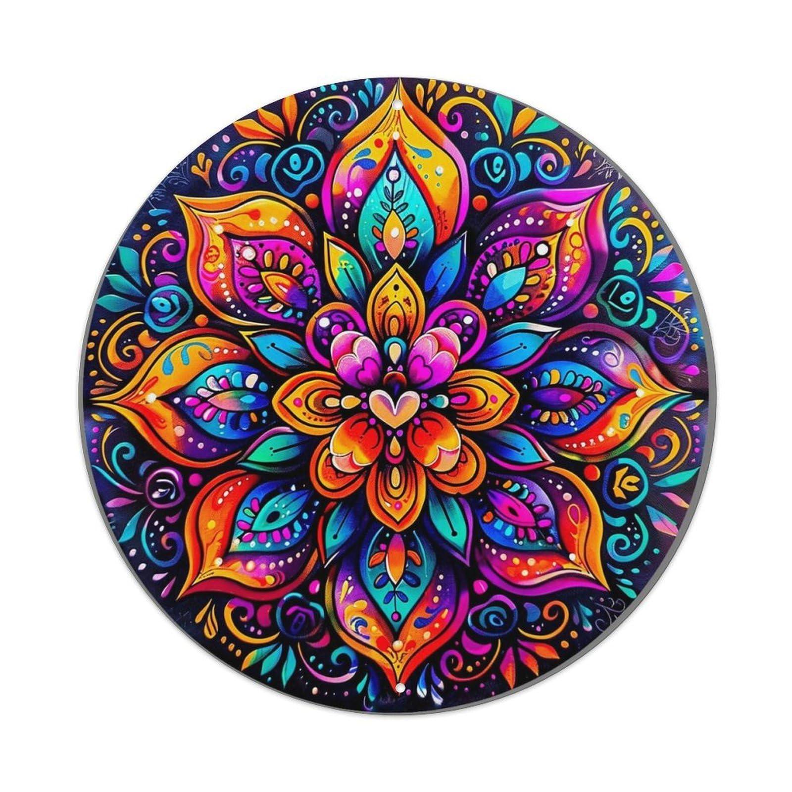 Vibrant Colorful Floral Mandala Pattern_3 Retro Metal Tin Sign, Vintage Metal Poster for home, Gaming Room, Studio Workshop,Bar,Garage Wall Art Decor 8x8 inch