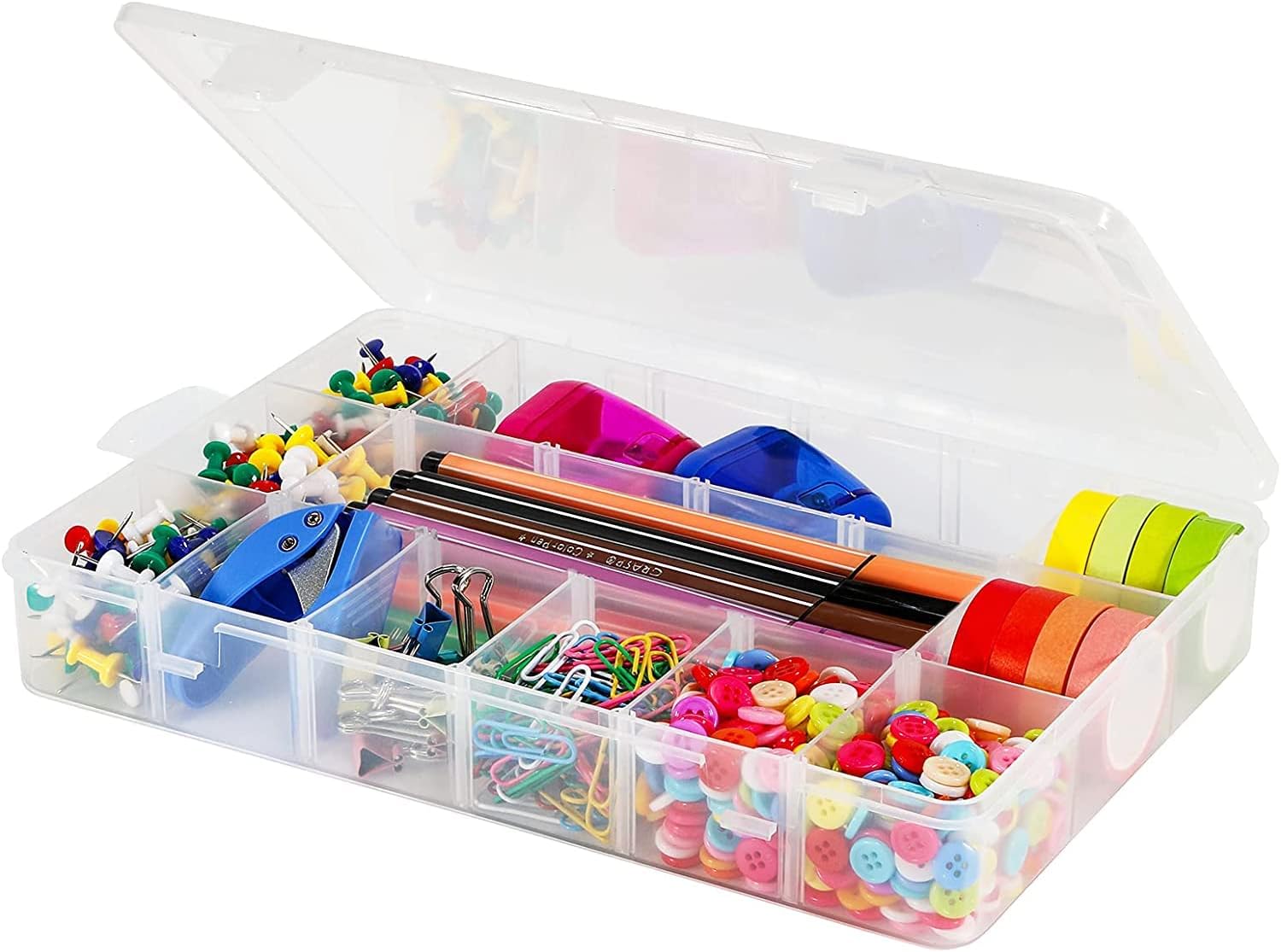 smile angel 18 Grids Clear Plastic Jewelry Box Organizer Storage Container with Removable Dividersfor Beads, Jewelry, Tools, Pill and Fishing Lures Fishing Tackles
