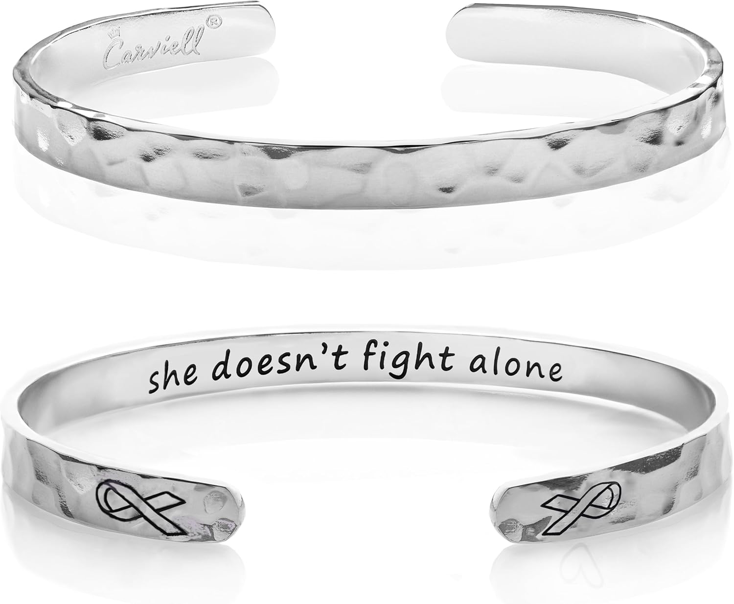 Carviell Engraved Cuff Bracelets for Women – Inspirational, Friendship, Love, Mom, Daughter, Sister, Christian, Graduation, Memorial & Wedding Gifts – 80+ Phrases – Stainless Steel, Gift-Ready