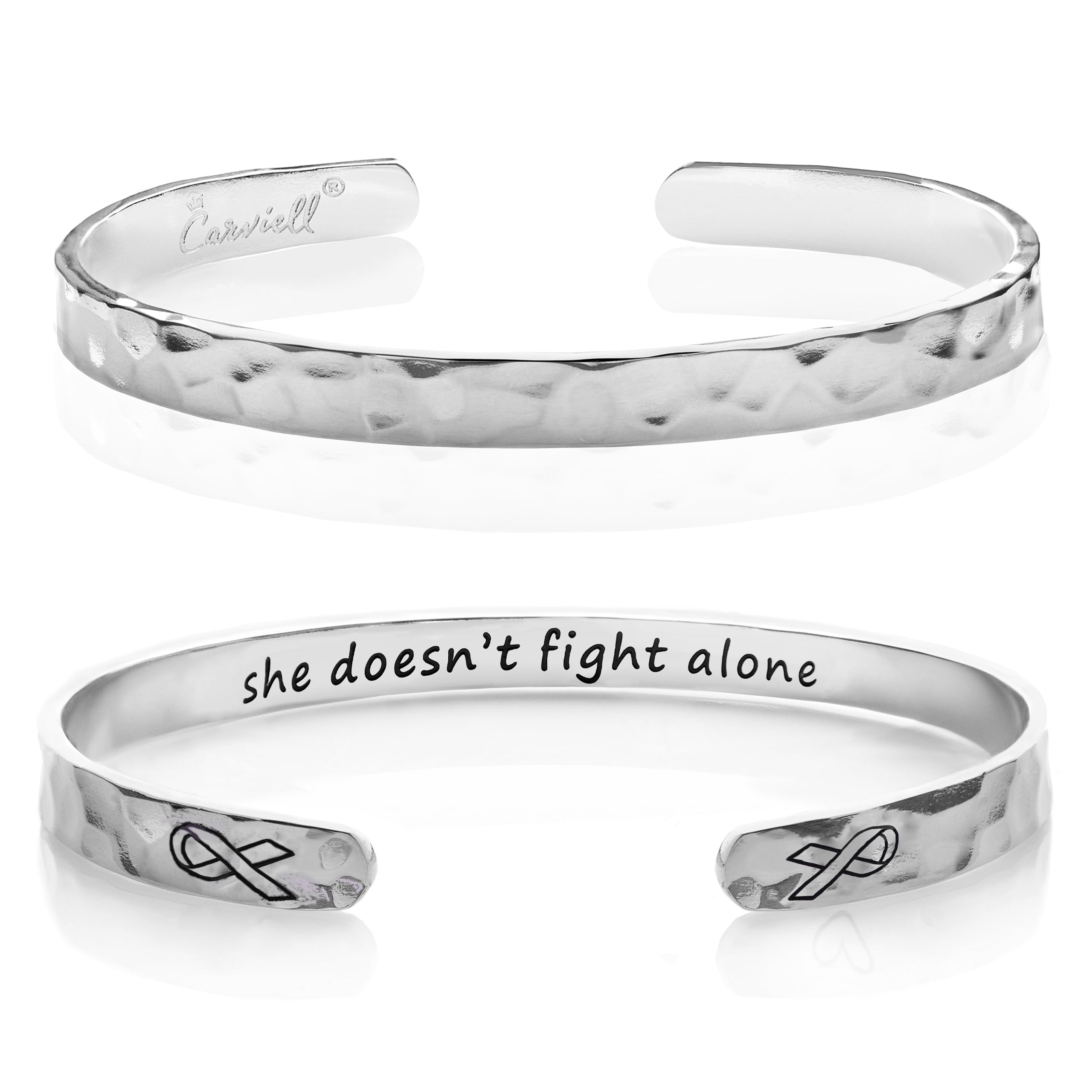 CarviellEngraved Cuff Bracelets for Women – Inspirational, Friendship, Love, Mom, Daughter, Sister, Christian, Graduation, Memorial & Wedding Gifts – 80+ Phrases – Stainless Steel, Gift-Ready