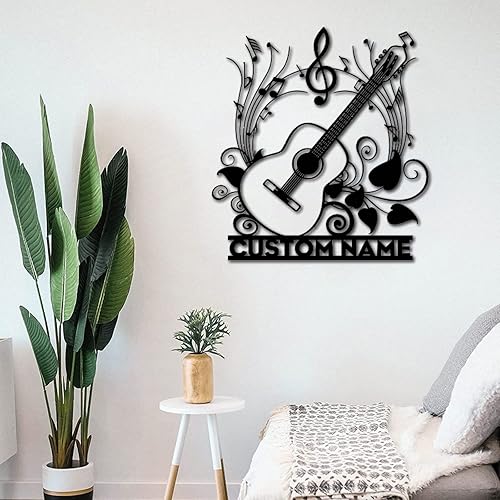 Miniatura 2 de Letrero de guitarra de metal personalizado, monograma de guitarra personalizado, letrero personalizado con nombre de familia, monograma de apellido,