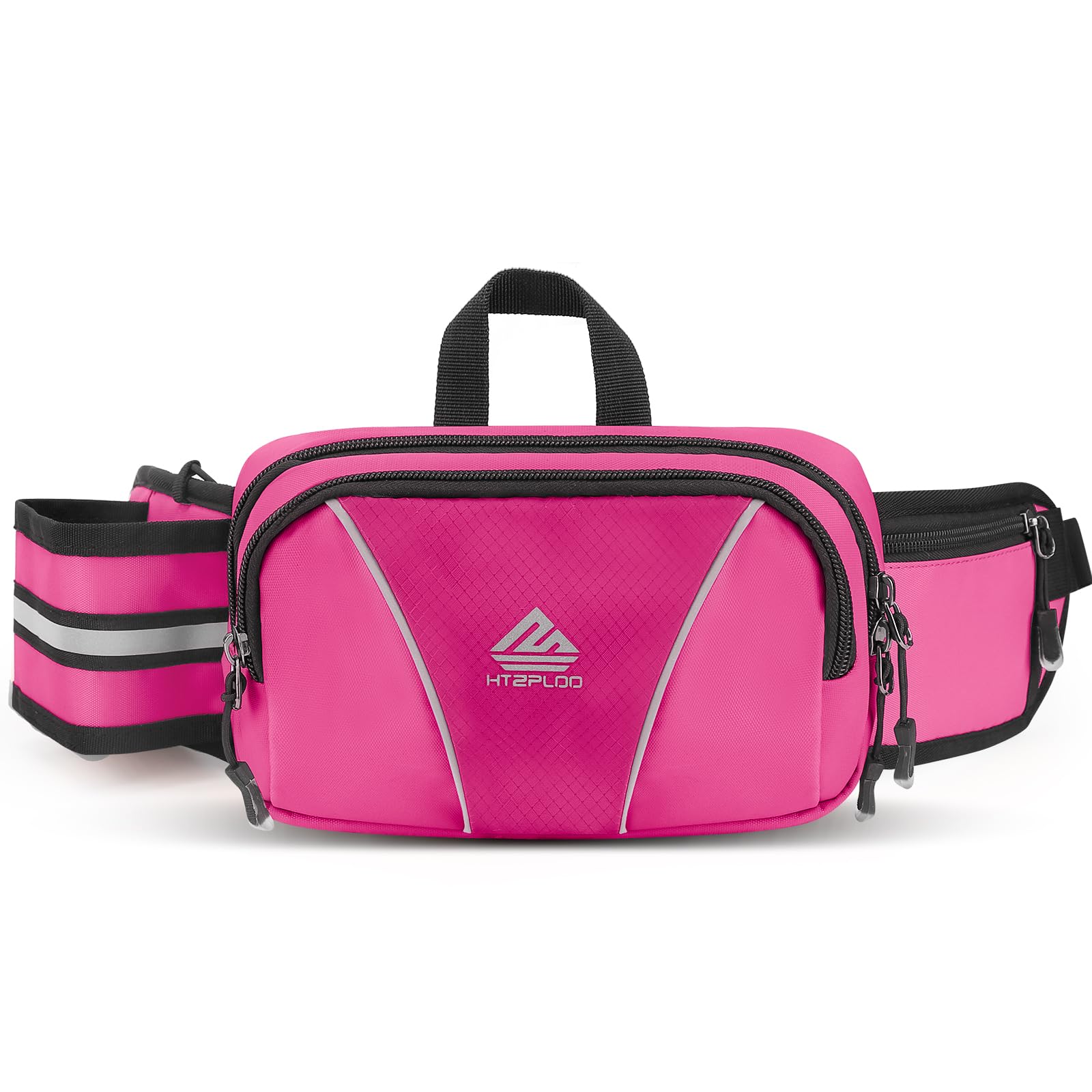 HTZPLOO Fanny Pack for Men Women Waist Bag with Water Bottle Holder for Hiking, Travel,Dog Walking, Workout (Pink)