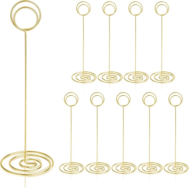 HomWanna Table Number Holders 10Pcs - 8.75 inch Place Card Holder Tall Table Number Stands for Wedding Party Graduation Reception Restaurant Home Centerpiece Decorations Office Memo (Gold)