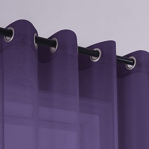 Miniatura 3 de KOUFALL - Cortinas translúcidas de imitación lino con ojales (2 paneles)