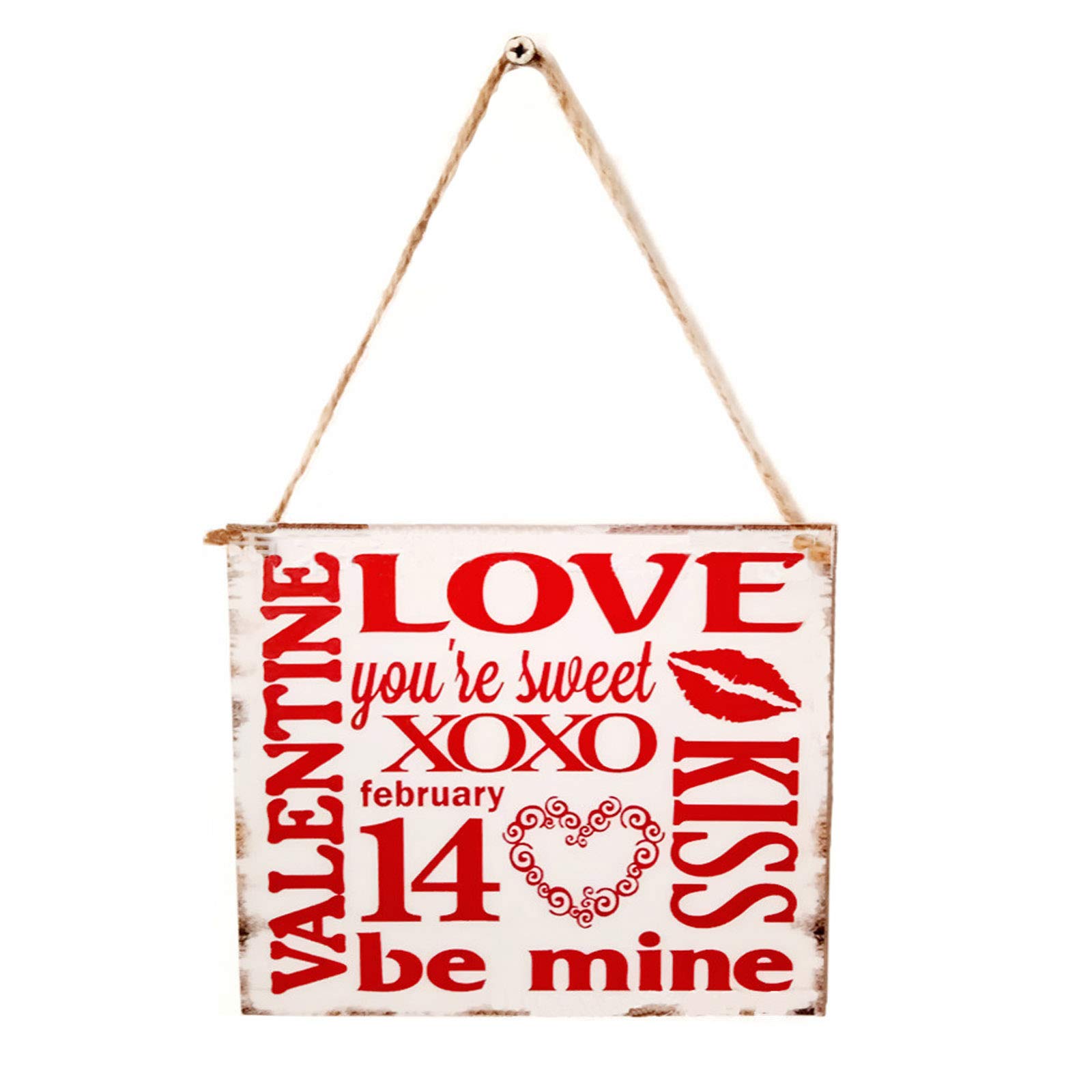 Soochat Valentine's Day Wooden Sign, Be Mine Love Heart hangging Sign for Valentines, Wedding, Mother's Day, Home Party Decorations