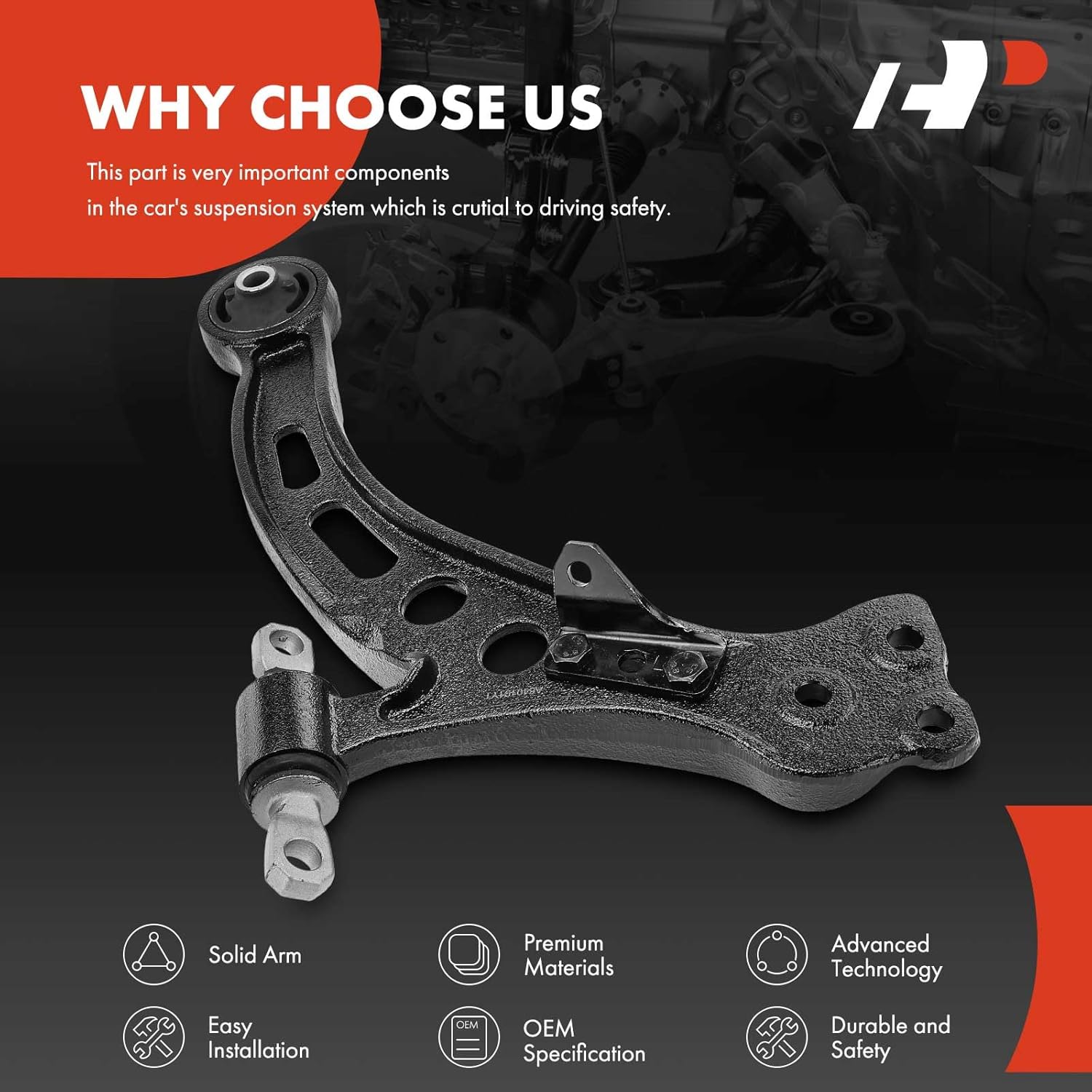 A-Premium Front Left Lower Control Arm, with Bushing, Compatible with Toyota Camry 1992-1996, Avalon 1995-1996, Lexus ES300 1992-1996