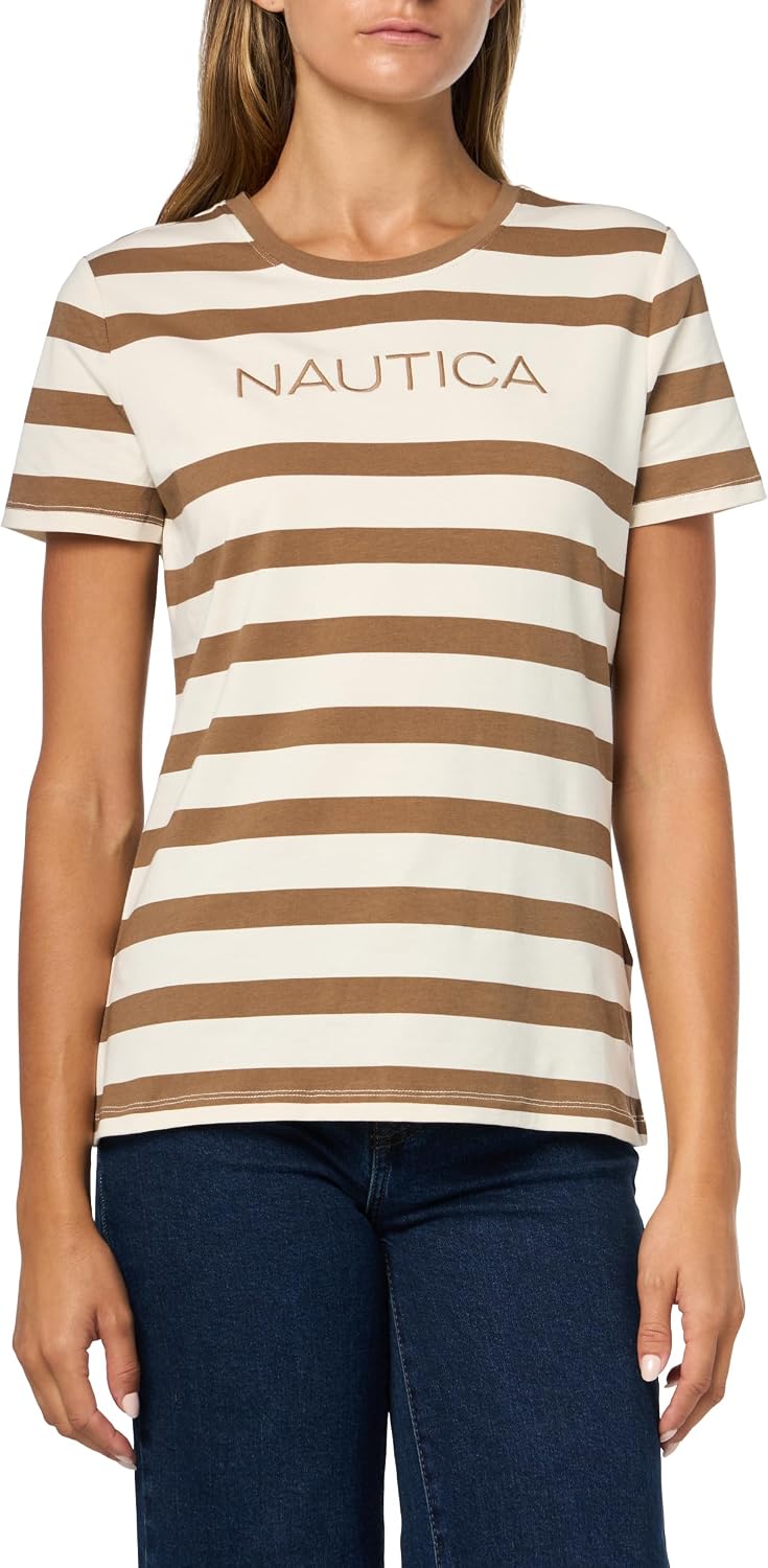 Nautica Women's Short Sleeve Logo Graphic T-Shirt