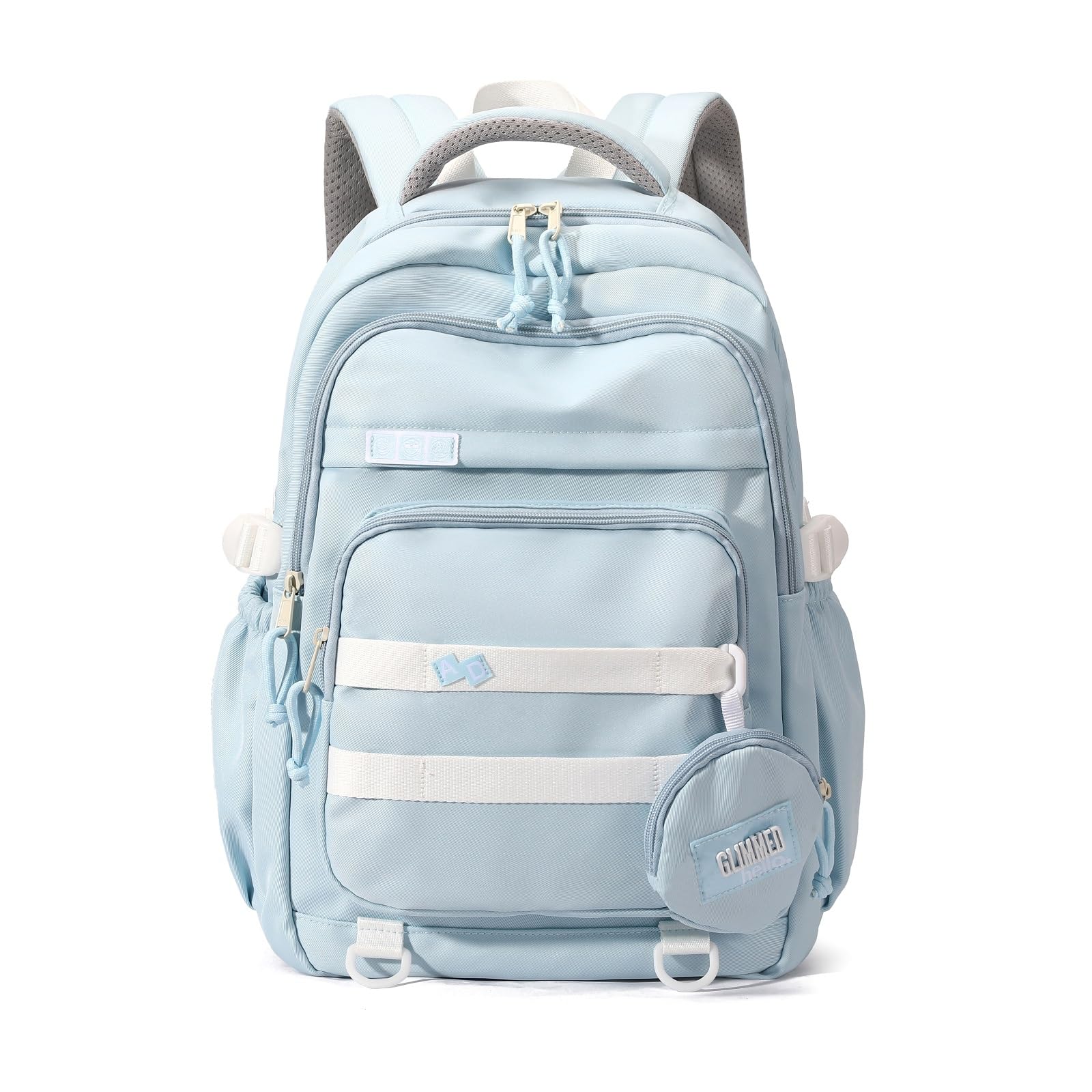 LANSHIYA Cute Aesthetic Backpack for Girls Middle School Students Bookbag Teens Solid Color Lightweight Travel Daypack Casual Schoolbag with Coin