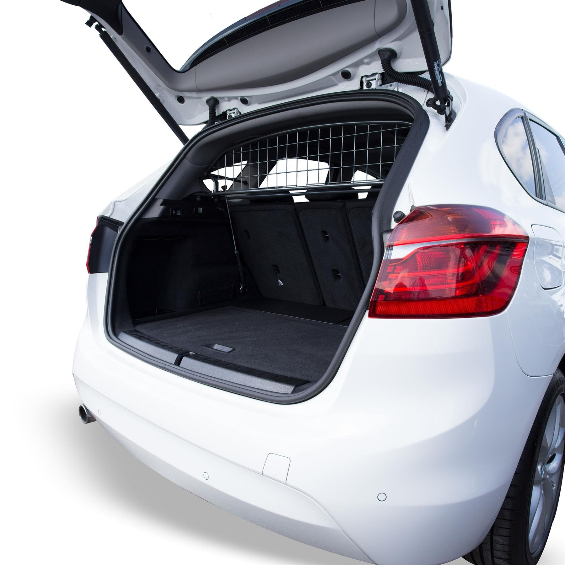 Travall Osłona dla psa kompatybilna z BMW serii 2 Active Tourer (2014-2021), specyficzna dla pojazdu osłona bagażnika dopasowana do bagażnika, separator barier dla zwierząt domowych, wytrzymała stal