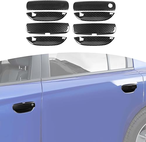 RT-TCZ Para cargador de fibra de carbono manija de puerta cubierta Trim Bowl para Dodge Charger 2011 up negro fibra de carbono grano exterior
