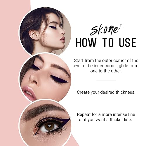 Miniatura 5 de Skone Cosmetics Insanely Intense - Delineador de ojos tatuado  Aplicador de punta de fieltro líquido, impermeable, a prueba de manchas, a prueba de