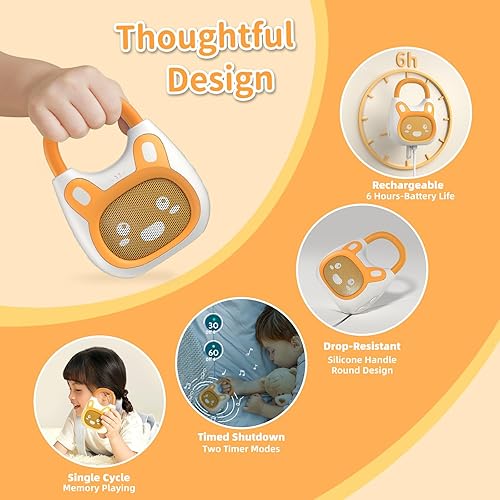 Miniatura 5 de alilo Pocket Bunny - Reproductor de música portátil para niños, juguetes musicales para niños pequeños, precargado de más de 120