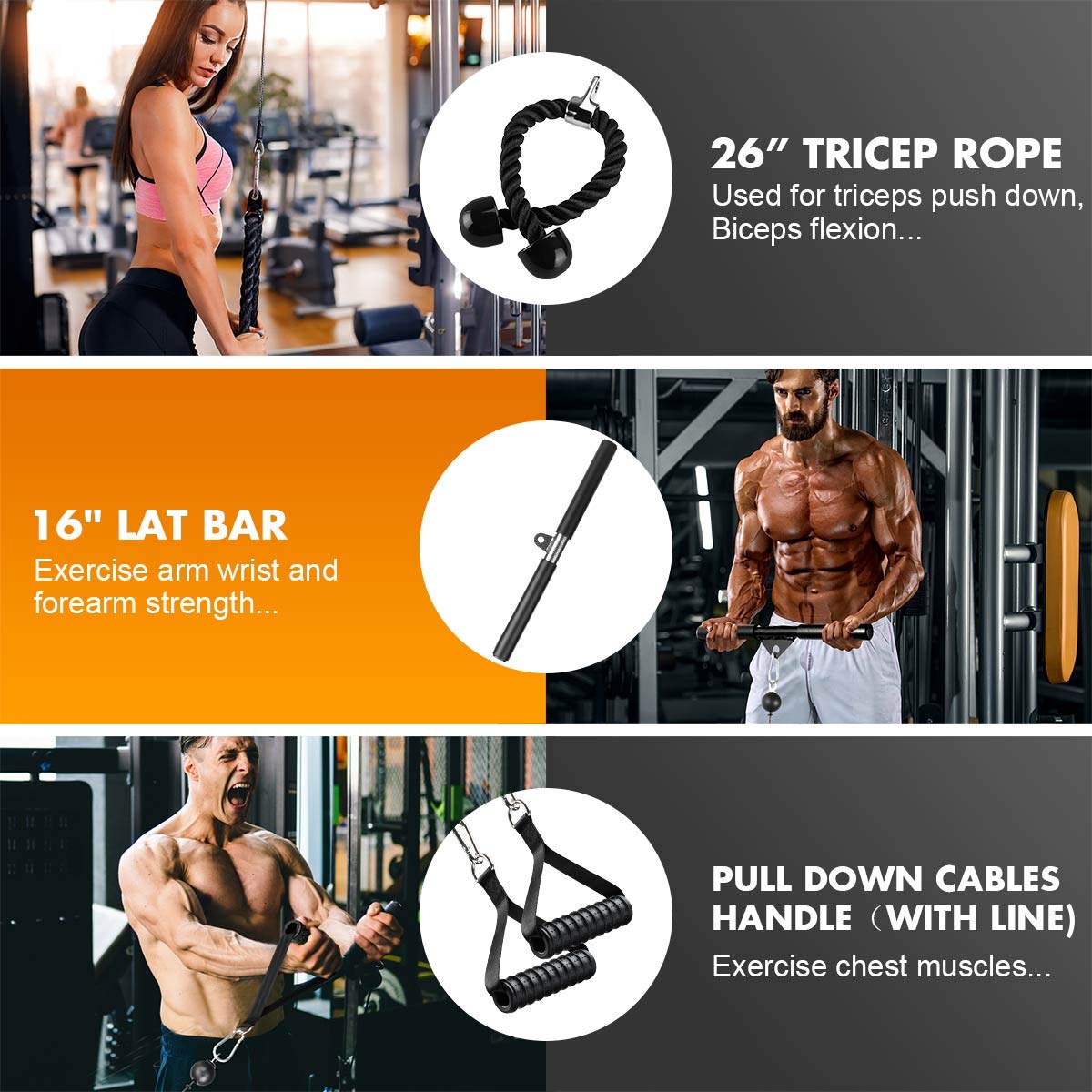 Buy Fitness Lat and Lift Pulley System Gym, Lat Pulldown Bar Cable