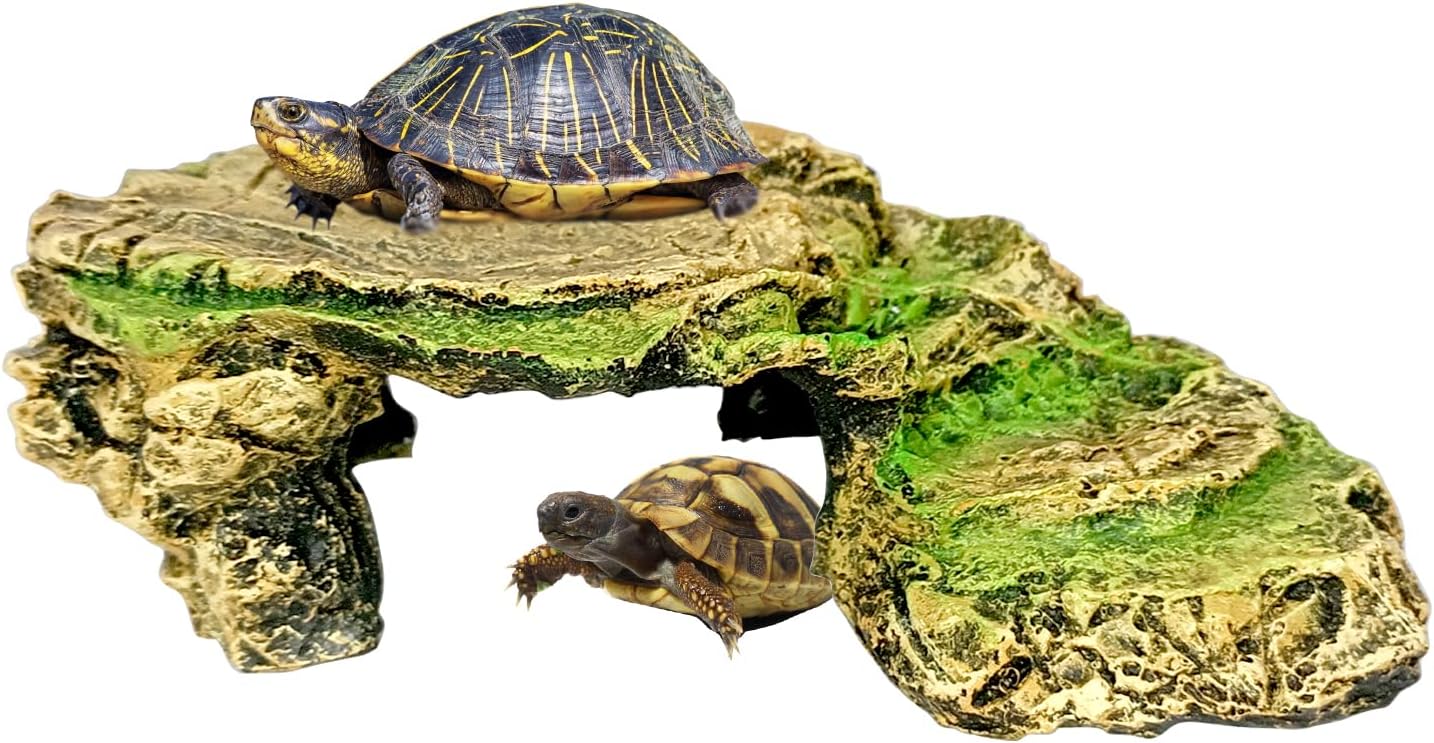 Jainsons Pet Products Turtle Basking Platform Tortoise Resting Rock Resin Hiding Cave Reptile Habitat Ornament Climbing Shale Step Ledge for Terrarium Aquarium Decoration