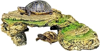 Jainsons Pet Products Turtle Basking Platform Tortoise Resting Rock Resin Hiding Cave Reptile Habitat Ornament Climbing Shale Step Ledge for Terrarium Aquarium Decoration