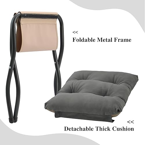 Miniatura 7 de Otomana plegable de 15 pulgadas de alto, taburete reposapiés plegable, taburete pequeño portátil para sofá, otomana plegable para sofá, otomanas