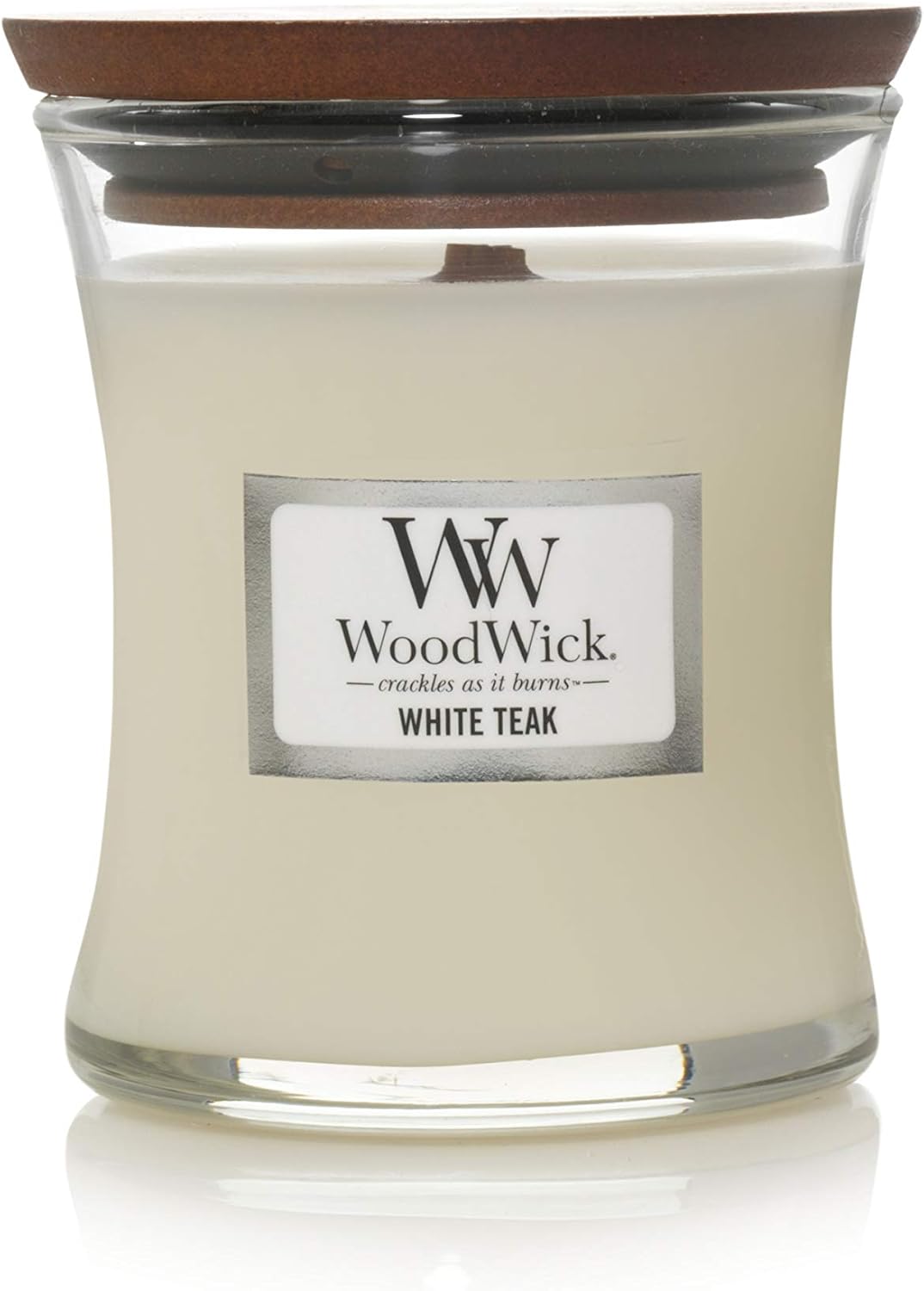 WOODWICK Candle Small White Teak 98039E