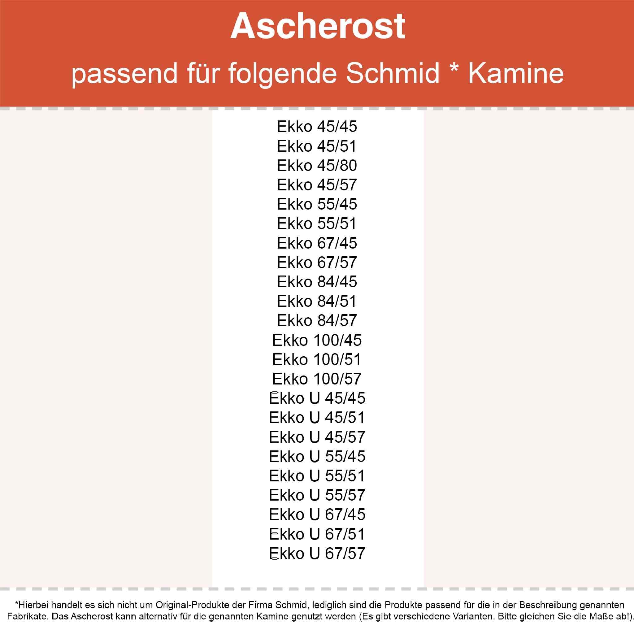 Kaminrost/Ascherost Eckig 232 x 174 x 15 mm passend für Schmid ** Kaminöfen inkl. Modellübersicht - Ascherost Kamin aus massivem Stahl - Feuerrost feuerfest & hitzebeständig