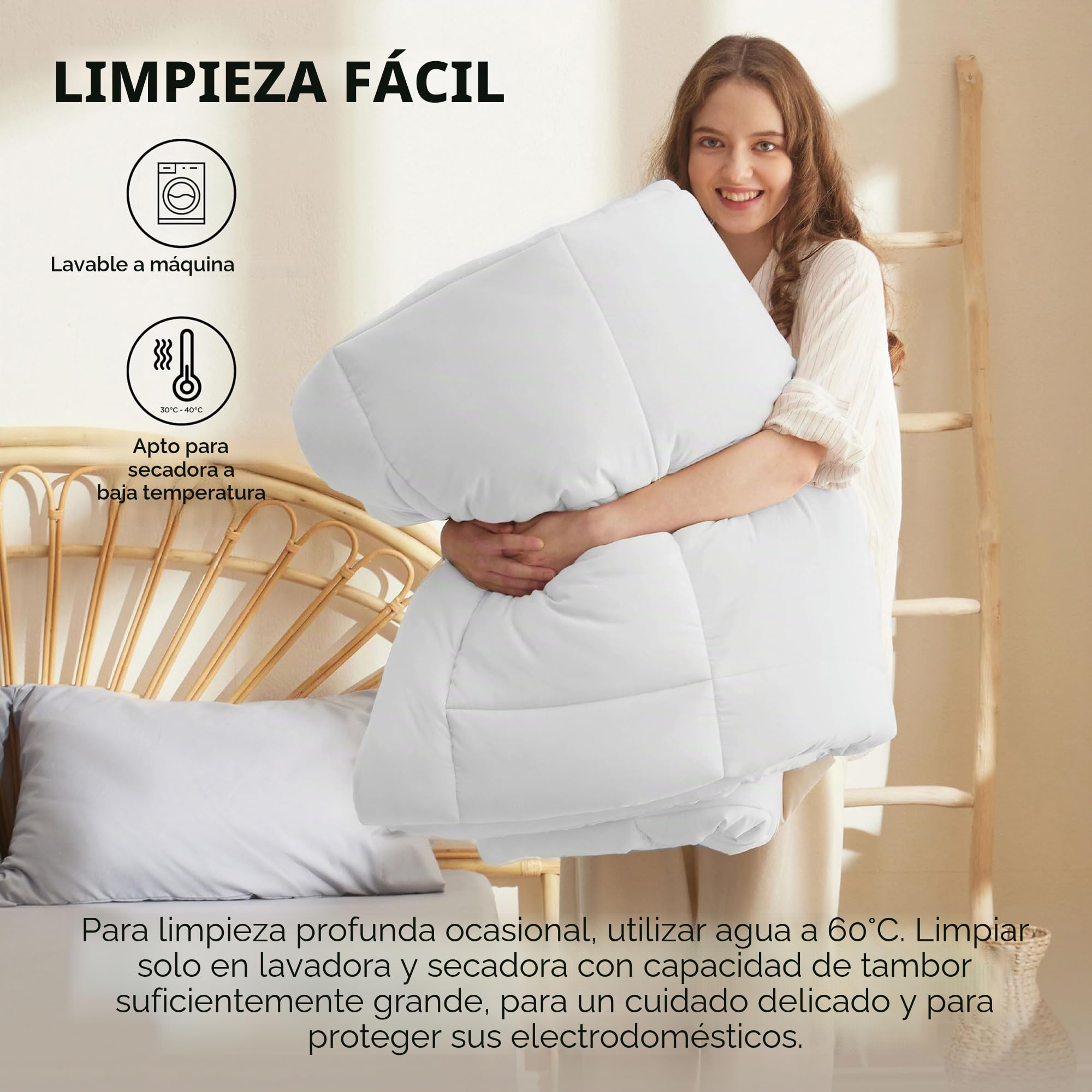 Bedsure Edredón Relleno Nórdico 220x240-450gsm Doble Invierno, Blanco | Certificado Oeko-Tex, edredón cálido 4 estaciones, acolchado suave, lavable a máquina sin deformaciones