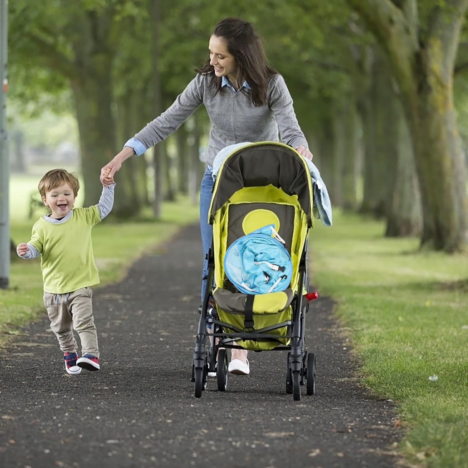 Universal Stroller Sun Shade Canopy Blue, Windproof Sunshade Cover with UV Protection for Pushchair, Lightweight Outdoor Stroller Accessory