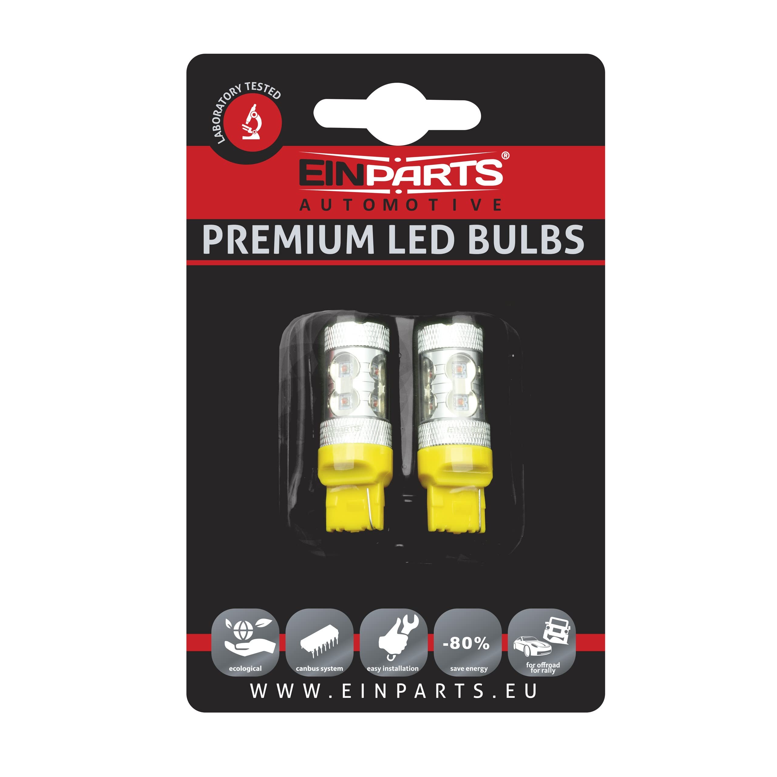 EinParts W21W LED Lampadine 1700-1800K (Arancia) 12V per Auto 10 x CREE LED XB-D LED, W3X16D