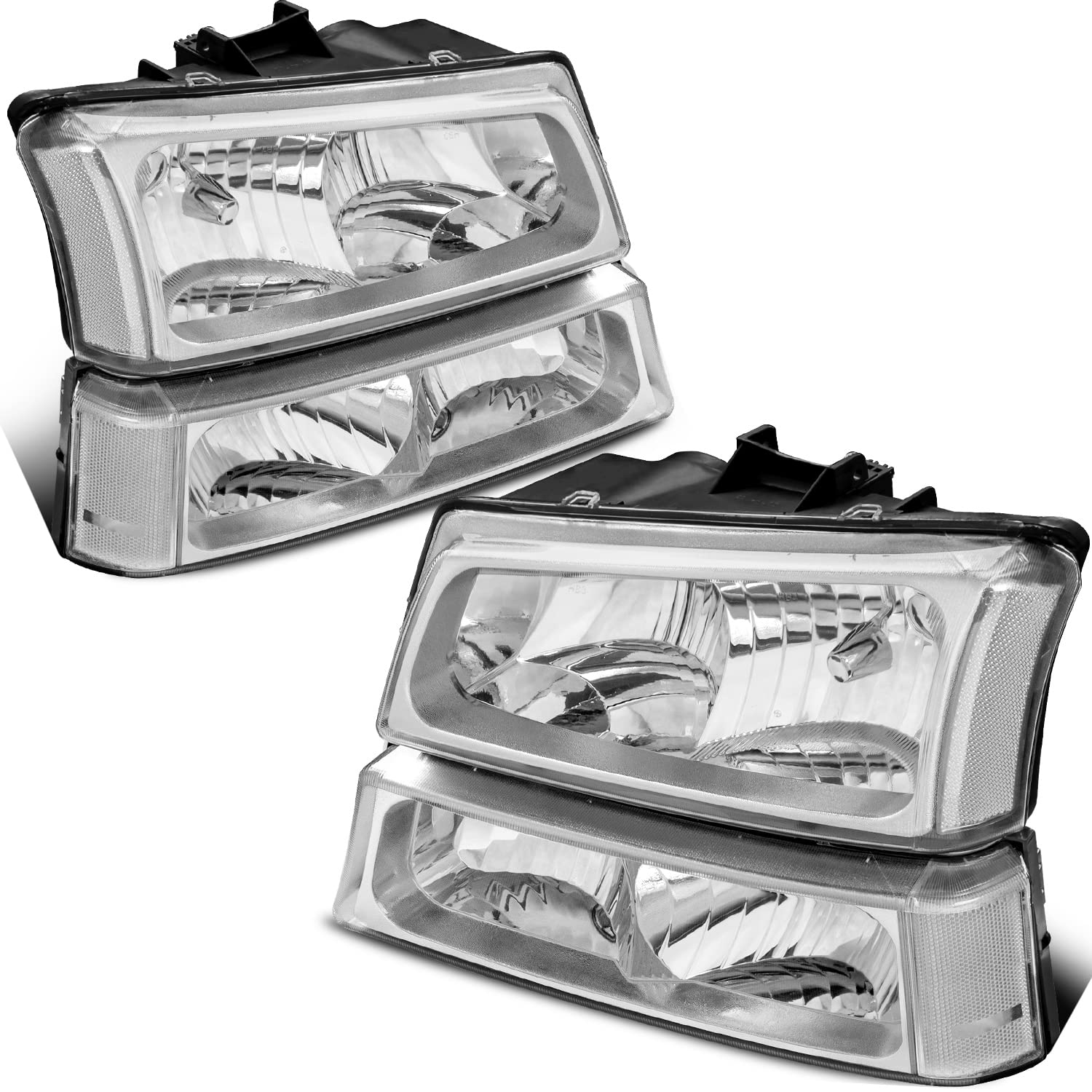 Photo 1 of MOSTPLUS Headlight Assembly Compatible with 2003-2006 Chevy Silverado/Avalanche 1500/2500 Front Lamp with Chrome Housing/Clear Lens/Clear Reflector OE Style Chrome/Clear/Clear