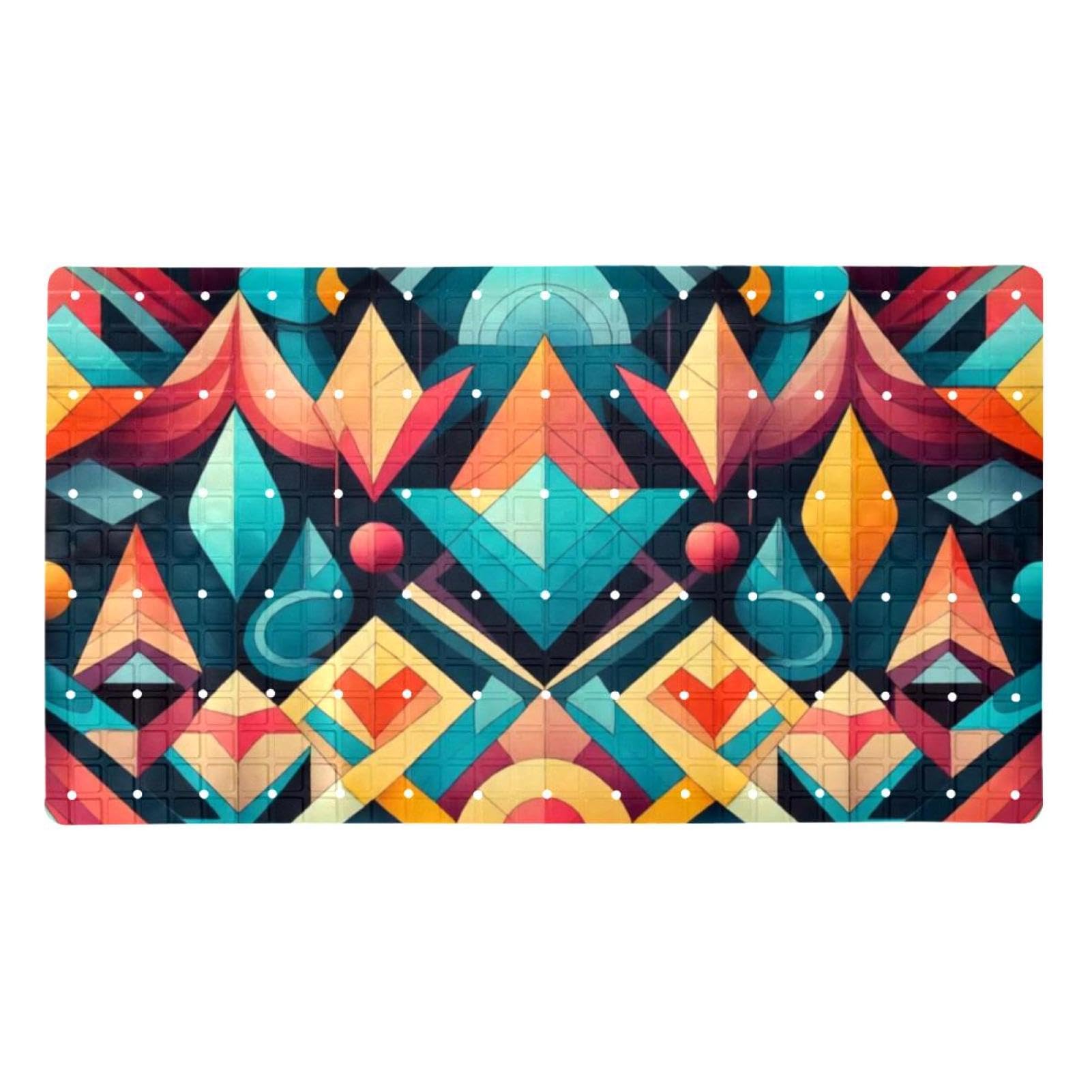 Tapis de baignoire sûr à motif géométrique pour douche familiale