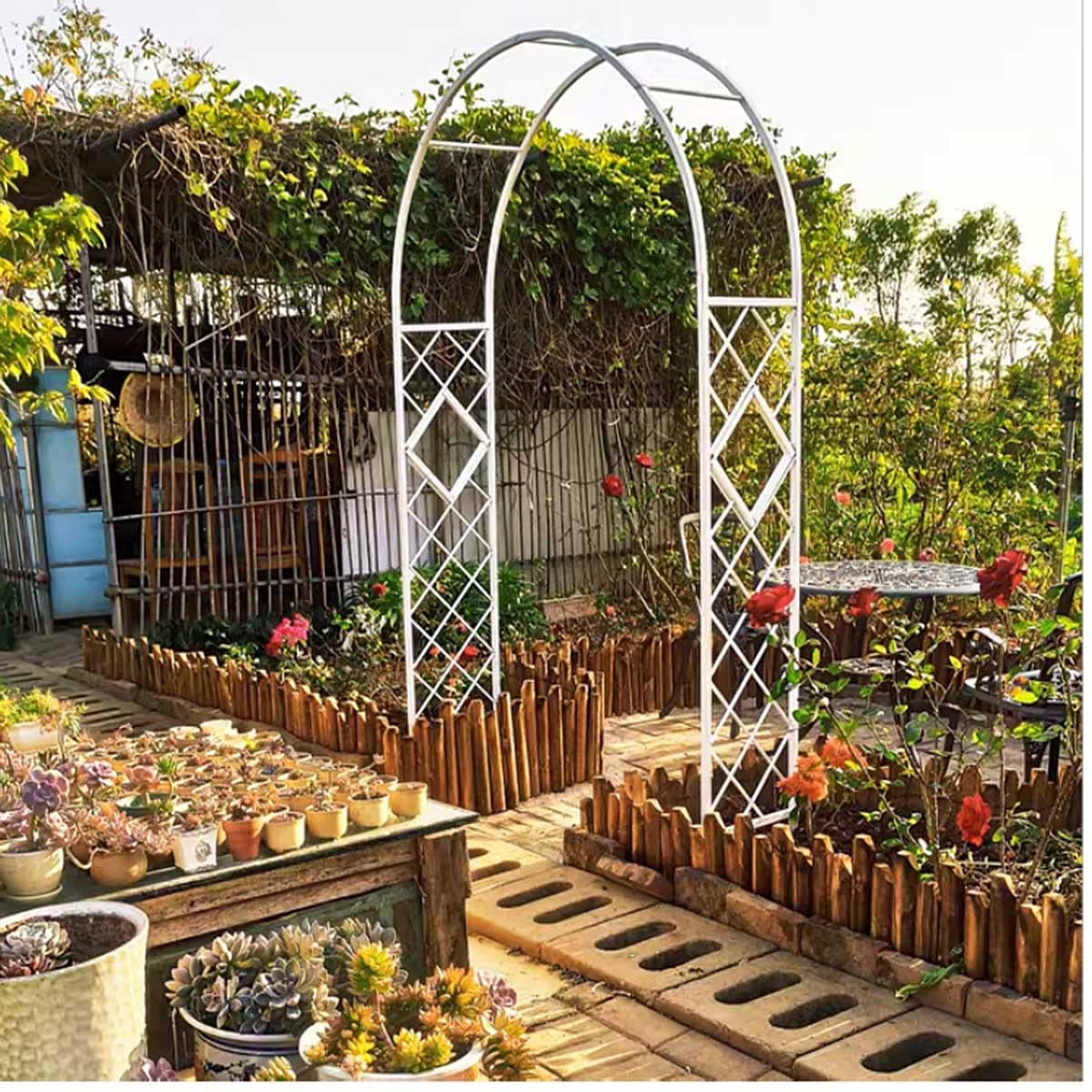 Amazon.co.jp: アイアンアーチ ガーデンアーチ フラワーアーチ 立体