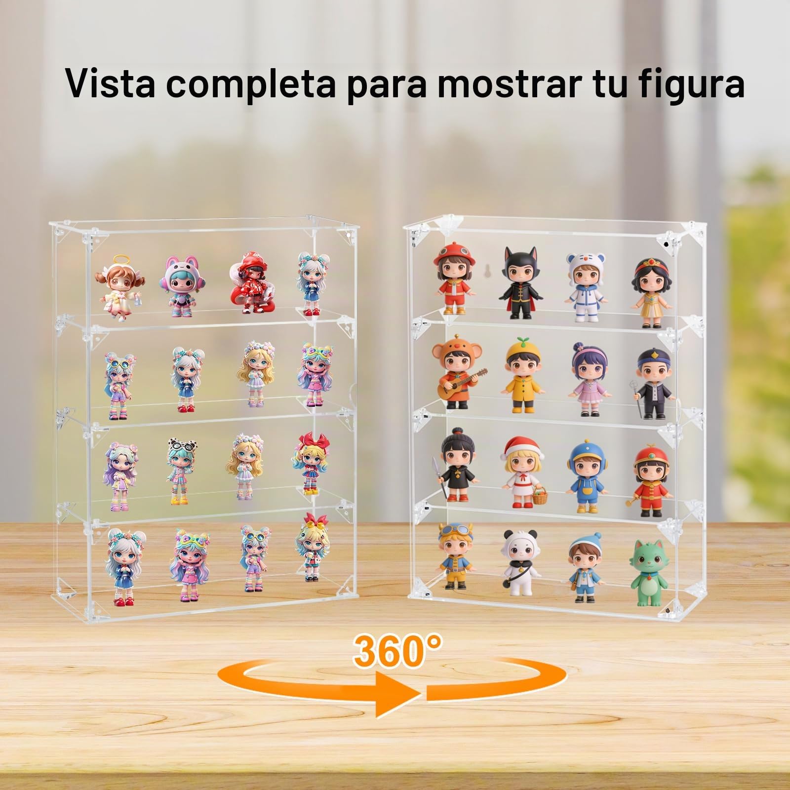 Dezzer Vitrina Expositora Transparente de 4 Niveles, Caja de Exhibición de Acrílico Transparente, Vitrina de Pared Ensamblable para Colecciones, Caja de Almacenamiento para Juguetes Modelos Perfumes