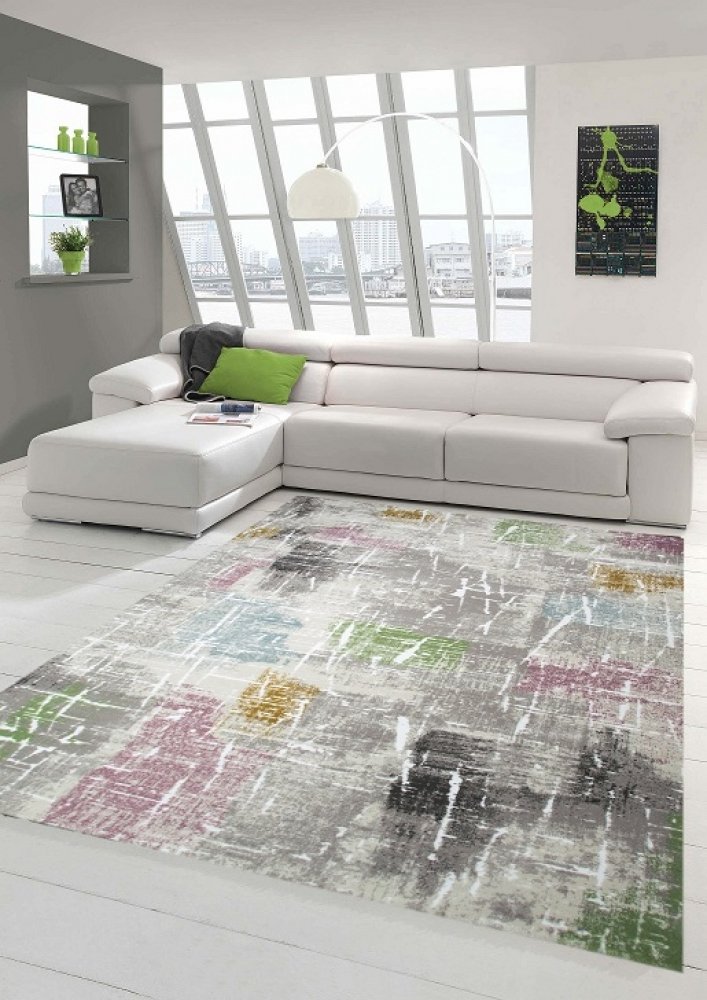 Tapis De Salon Lavable Pile Courte Et Douce - CHOSHOME - Bleu Abstrait