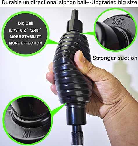 Miniatura 4 de Aspirador de sifón de acuario de 5 pies, bomba de sifón de mano, cambiador de agua para limpieza de peceras, grava y arena