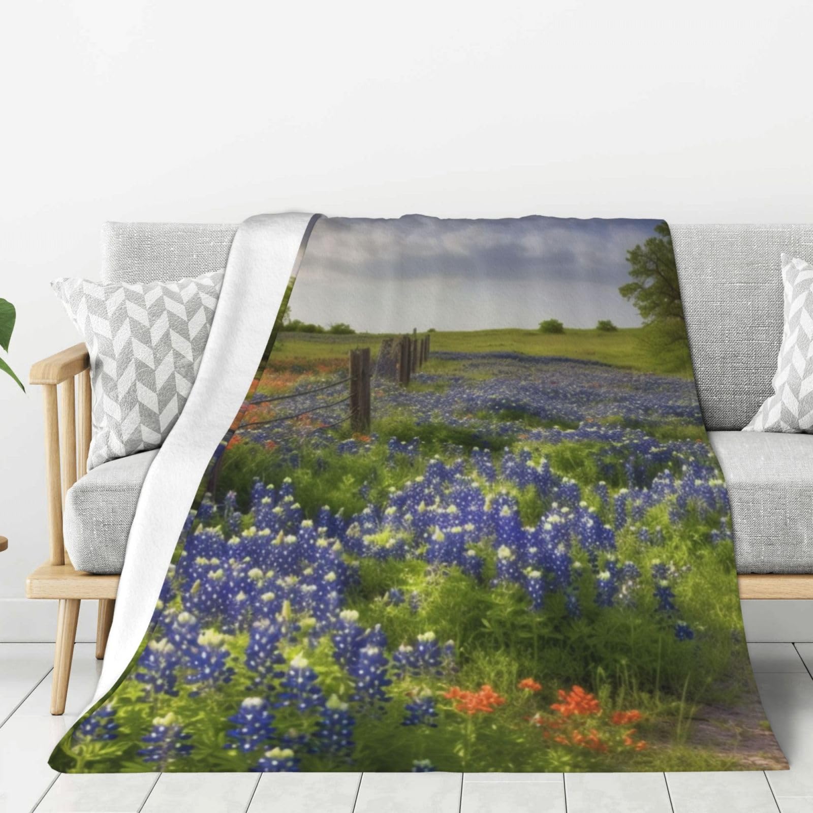 Couverture légère en polaire motif paysages du Texas pour toutes saisons