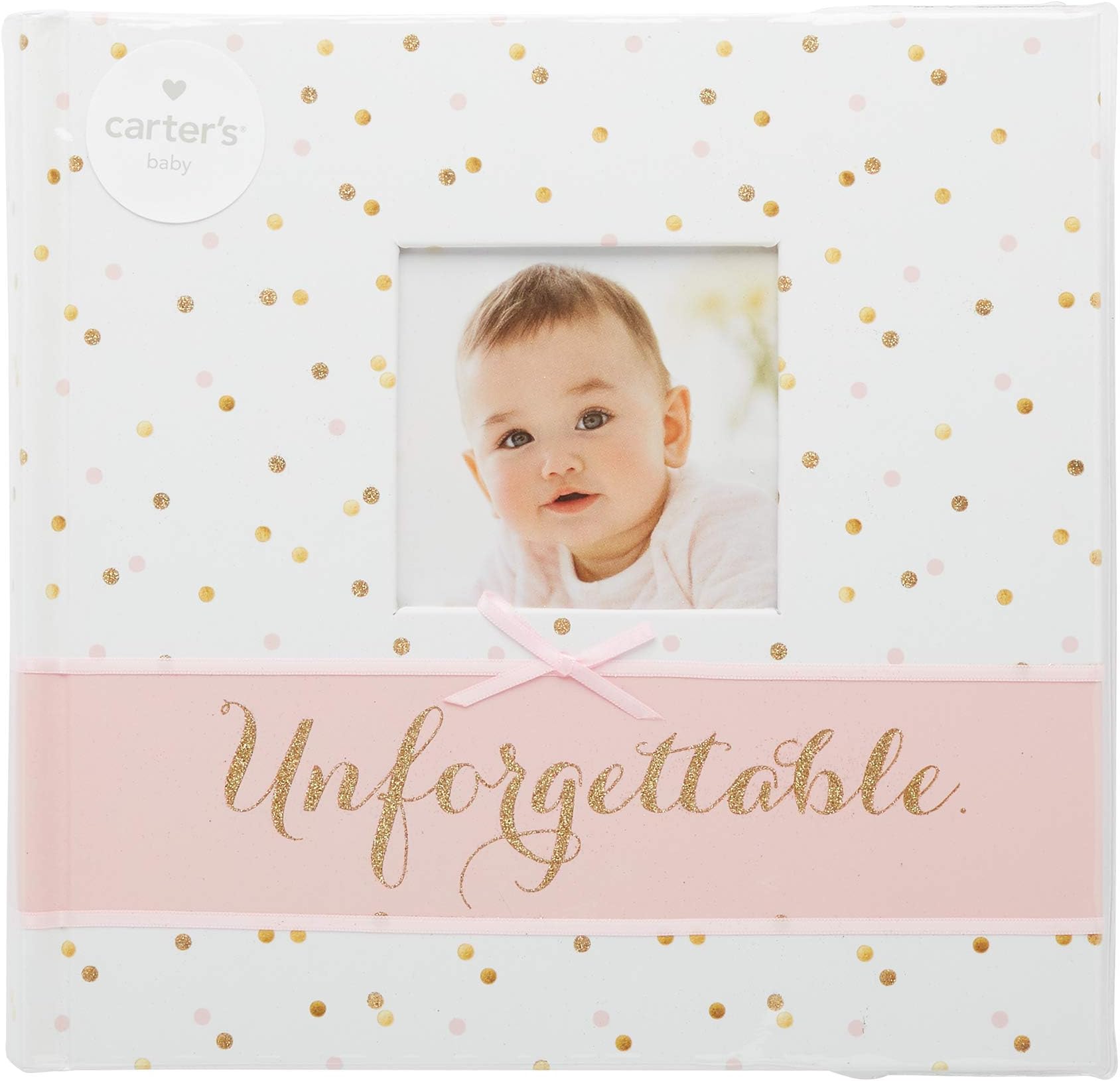 C.R. Gibson Carter'S Pink And Gold Polka Dot Slim Bound Photo Album For Baby Girls, Holds 160 Photos, 40 Pages