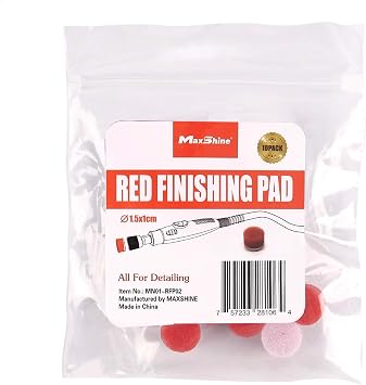 Maxshine 10 Pieces MN01 Mini Polisher and Accessories - 15mm (0.59) Red Finishing Pads, Perfect for Final Finishing on Tight Spaces, Precision Polishing for Car Detailing