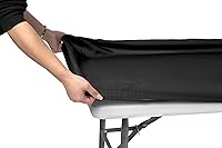 Vista 1 de Shamrock Home Mantel ajustable de poliéster de 6 pies, mantel rectangular elástico, mantel para mesas de 6 pies, funda de mesa de picnic para Negro