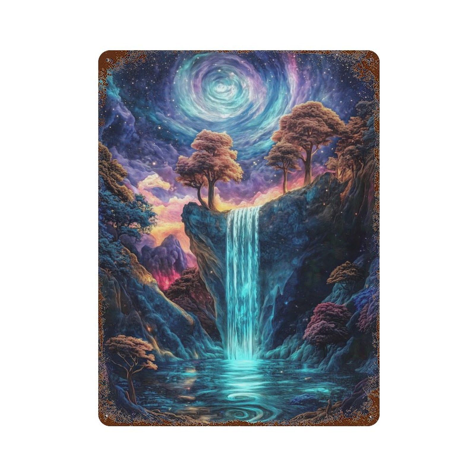 Cosmic Waterfall Vintage Metal Tin Sign 15.7"x11.8", Ideal for Cafe, Home Bar And Lounge Decor