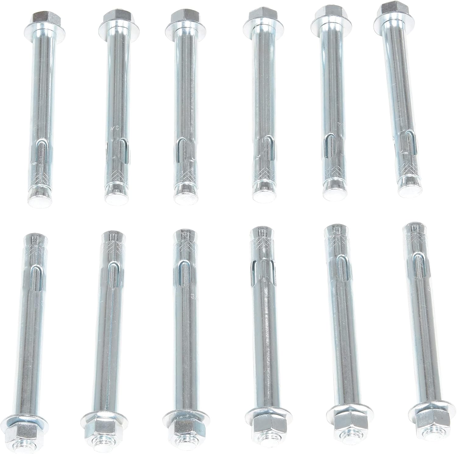 Vestil AS-346-12PK Steel Concrete Sleeve Anchor Bolts 12 Pack 3/4 in. x 6 in. Silver