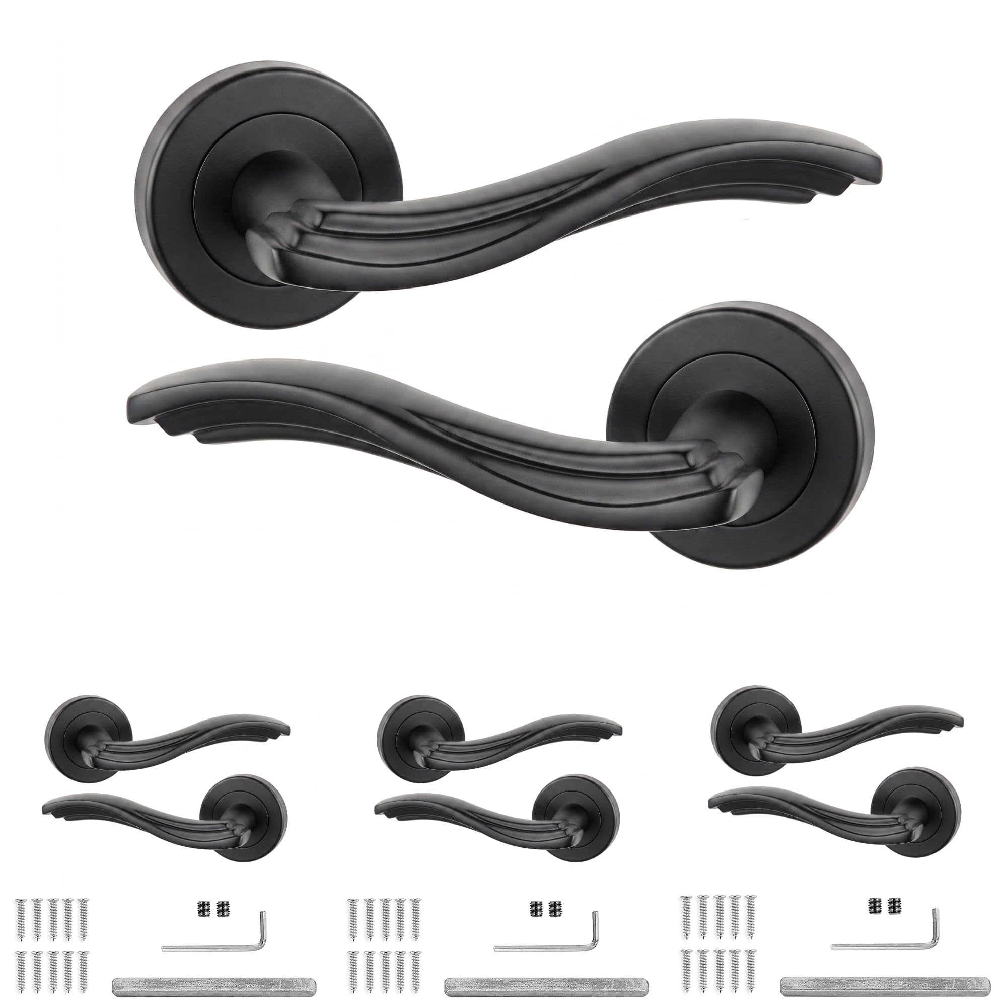 Decoranddecor Solace Matt Black Internal Door Handles 4 Pack