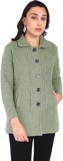 HAUTEMODA Women's Wool Lapel Collared Cardigans