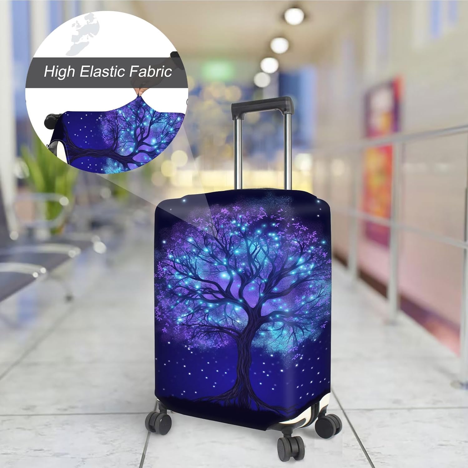 Travel Luggage Cover, Luggage Covers for Suitcase TSA Approved, Washable Suitcase Protector Fits 26-28 Inch Luggage, Fluorescent Tree
