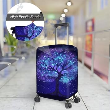 Luggage Cover Elastic Washable Suitcase Cover Protector Anti-scratch Travel Luggage cover Fits 22-24 Inch Luggage, Fluorescent Tree