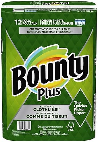 Plus Select-A-Size White Long Cloth Like 12 Paper Towel Rolls