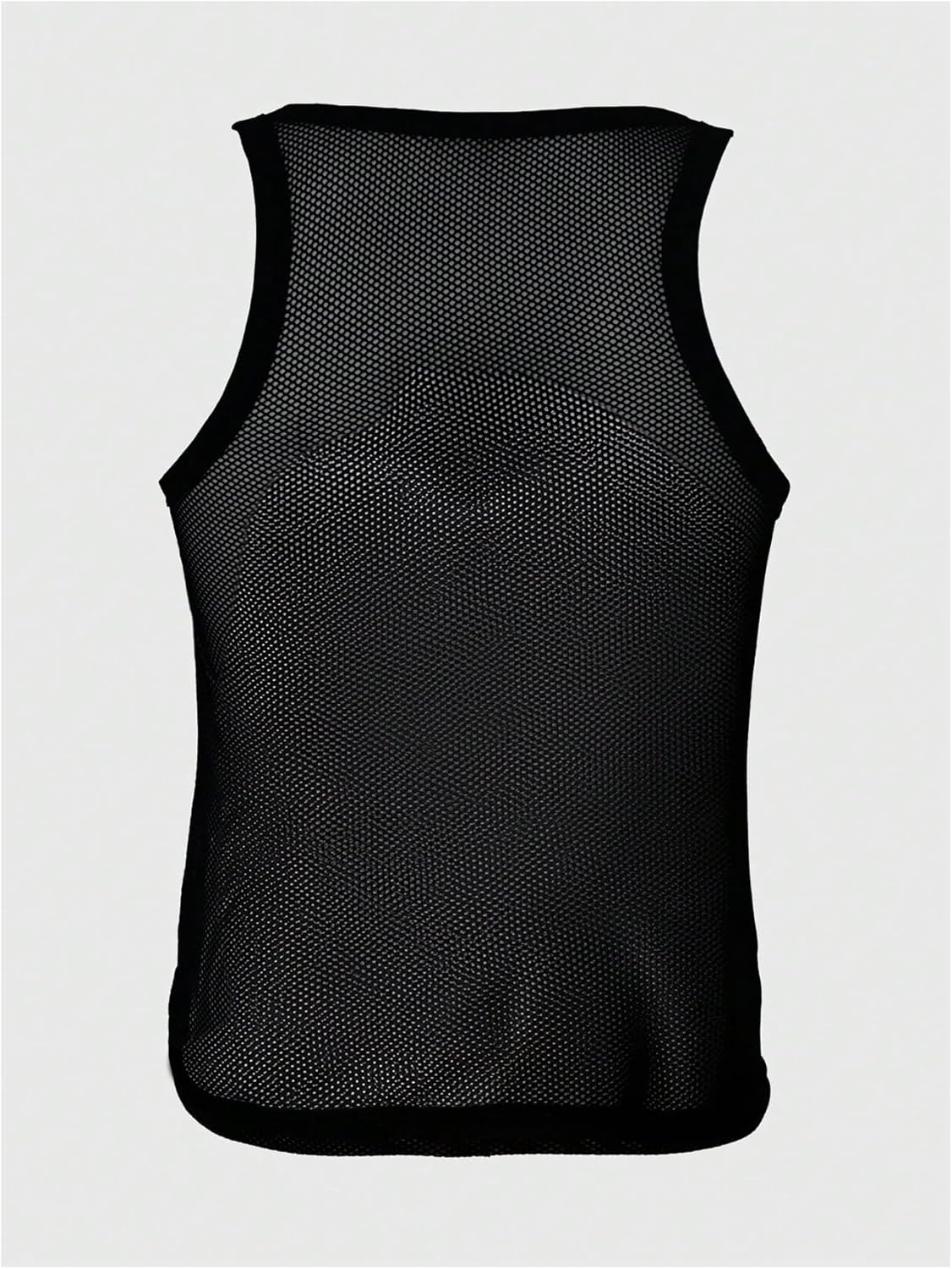 OYOANGLE Men's Fishnet Tank Tops Hollow Out Crew Neck Sleeveless See Through T Shirts Sheer Muscle Undershirt - Image 3