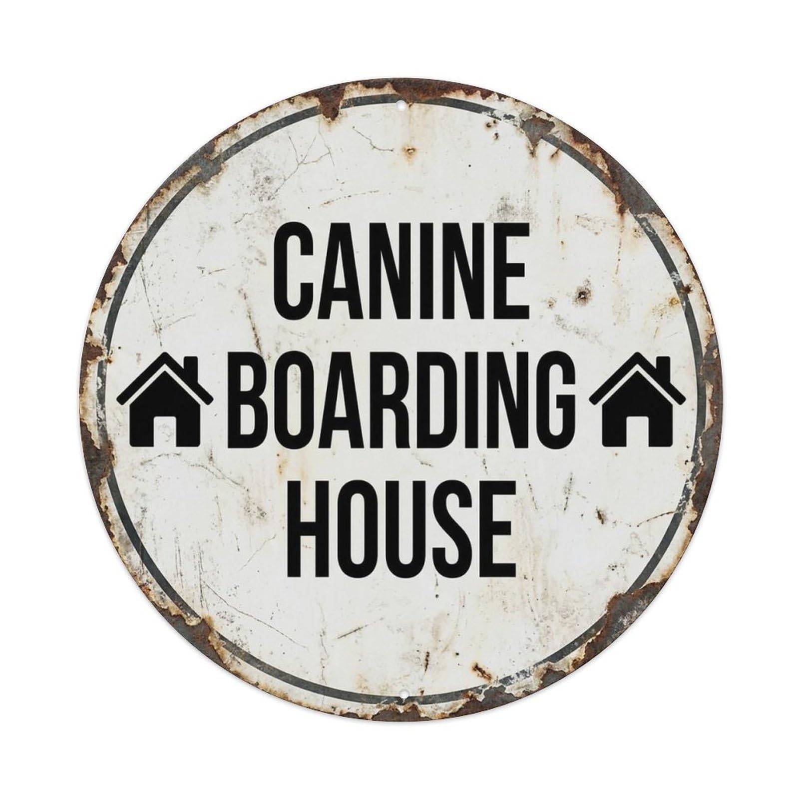 Vintage Canine Boarding House Decor Vintage Metal Tin Sign Plaque Wall Decor for Cafe, Club Bar, Office, Garden Metal Poster 8x8Inch