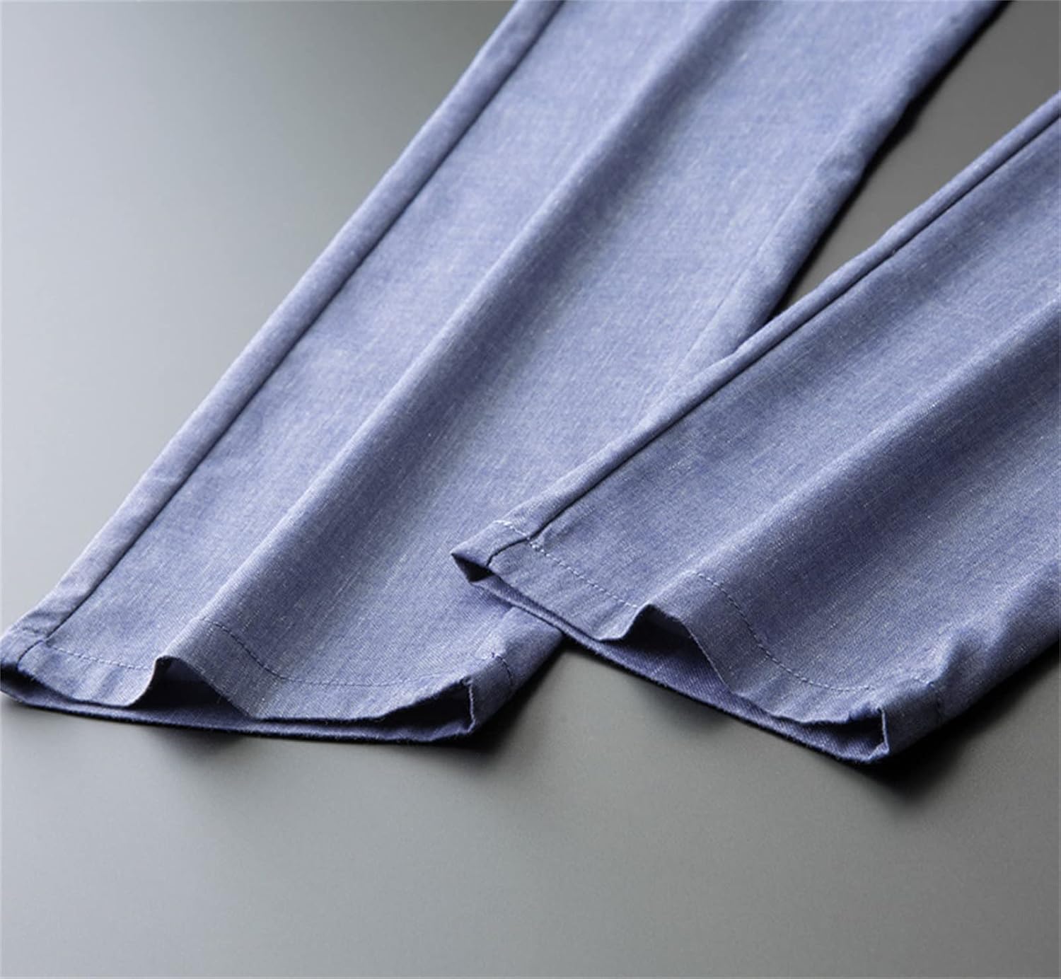 Men's Casual Light-Colored Stretch Linen Trousers Fit Expandable Waist Flat Front Pant Beach Summer Pants